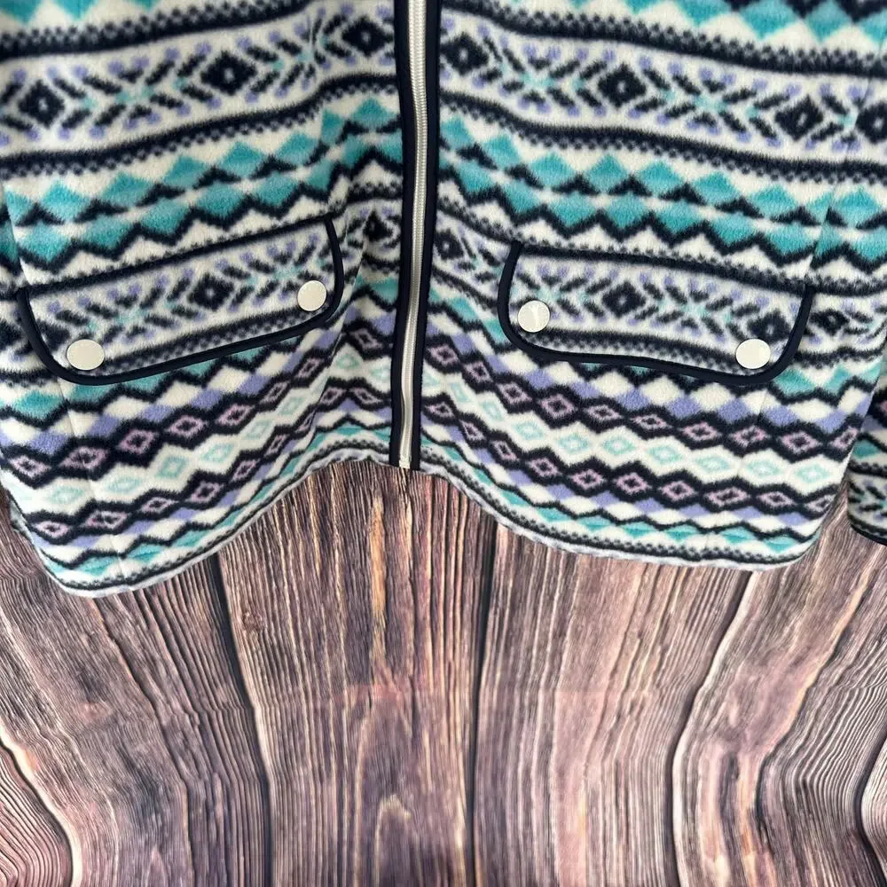 Preowned Talbots Fair Isle Fleece Jacket Women's Large - Picture 4 of 10